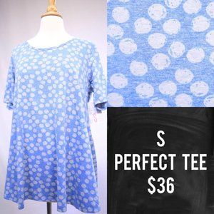 NWT LuLaRoe S Perfect Tee Blue Polka Dot